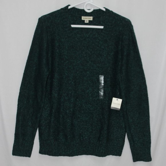 NWT St. John's Bay Knit Blue/Green V-Neck Sweater - Picture 2 of 9